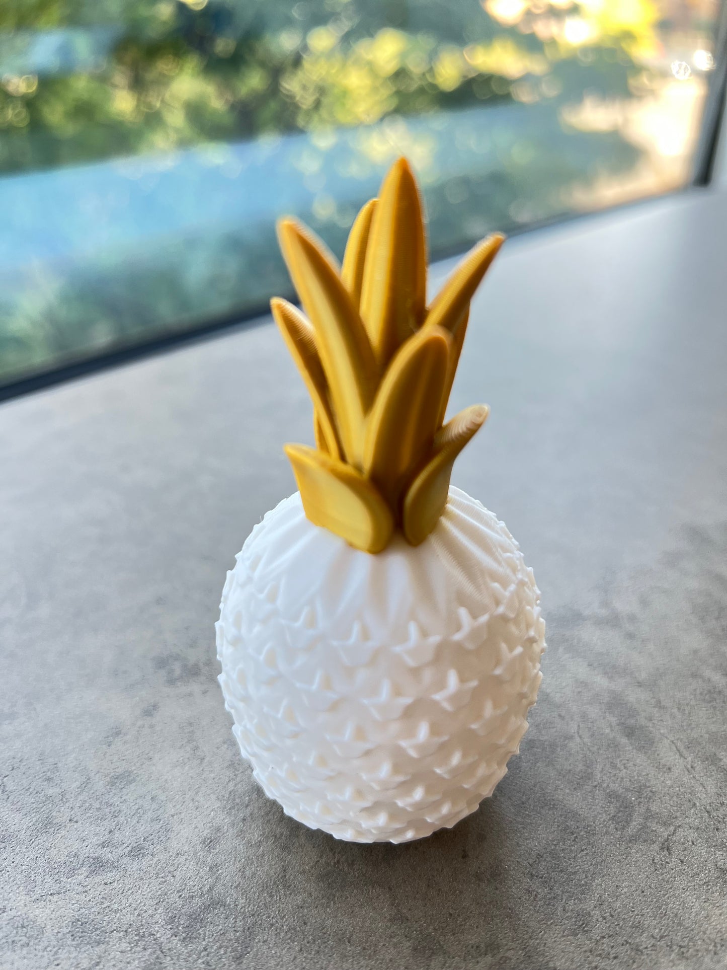3D 6 Inch White and Gold Pineapple