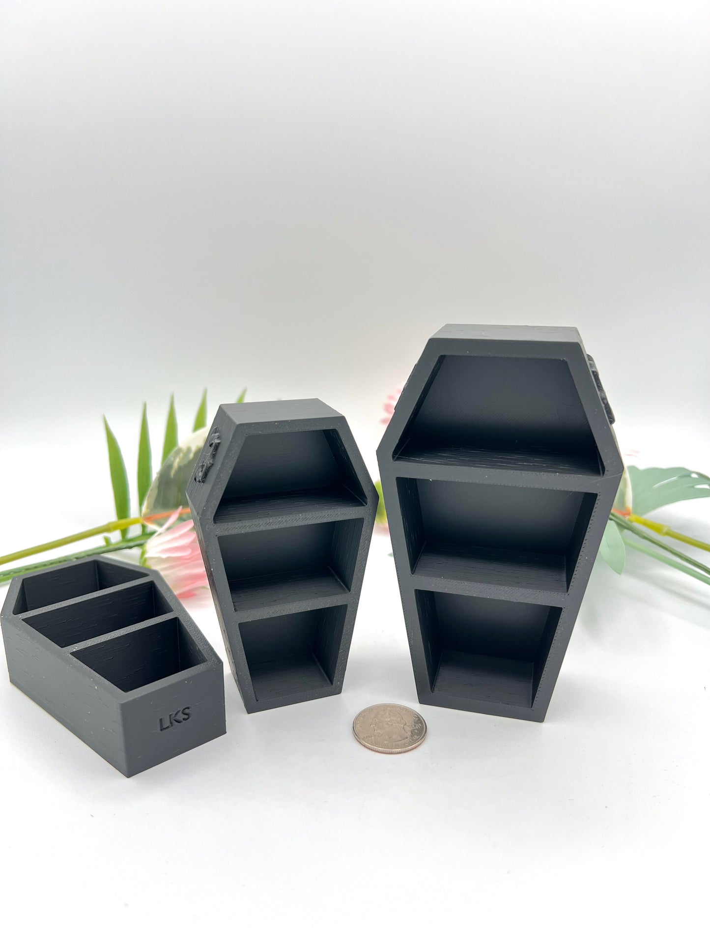 Large 3D Black Miniature Coffin