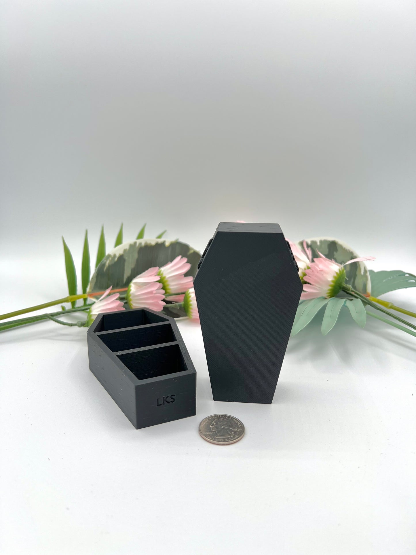 Small 3D Black Miniature Coffin