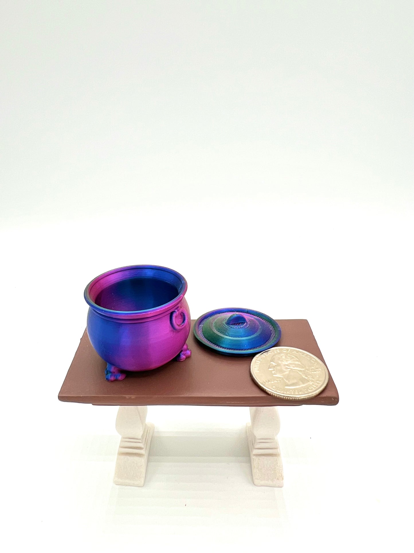 3D Miniature Tricolor or Shimmer Cauldron with Removable Lid