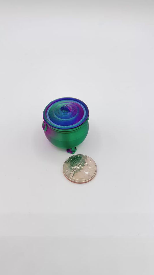 3D Miniature Tricolor or Shimmer Cauldron with Removable Lid