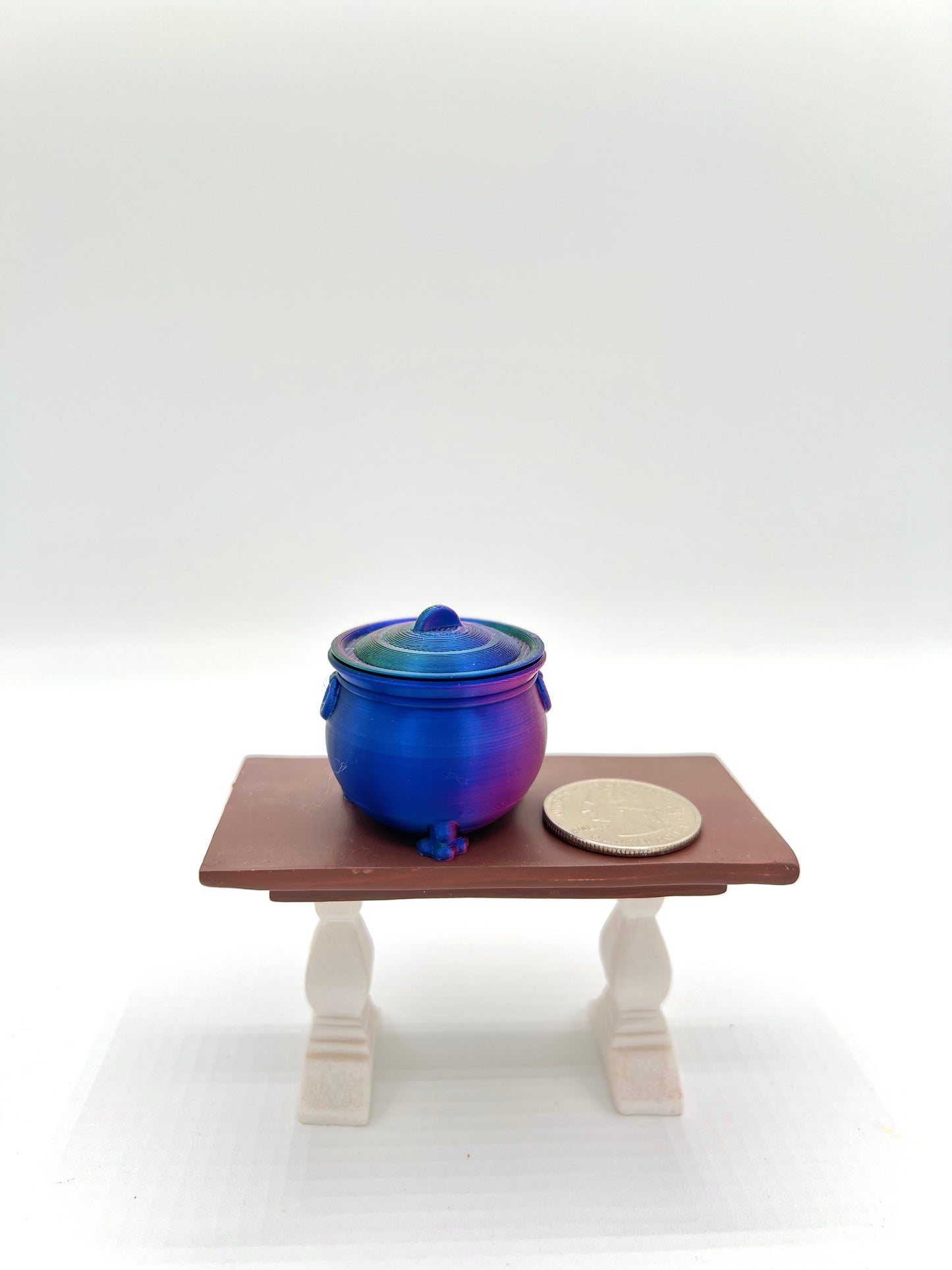 3D Miniature Tricolor or Shimmer Cauldron with Removable Lid