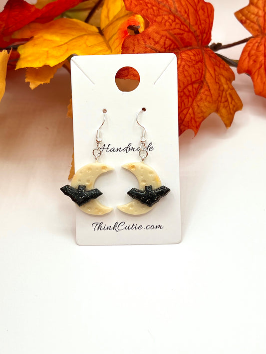 Bat and Moon Glow In The Dark Earrings