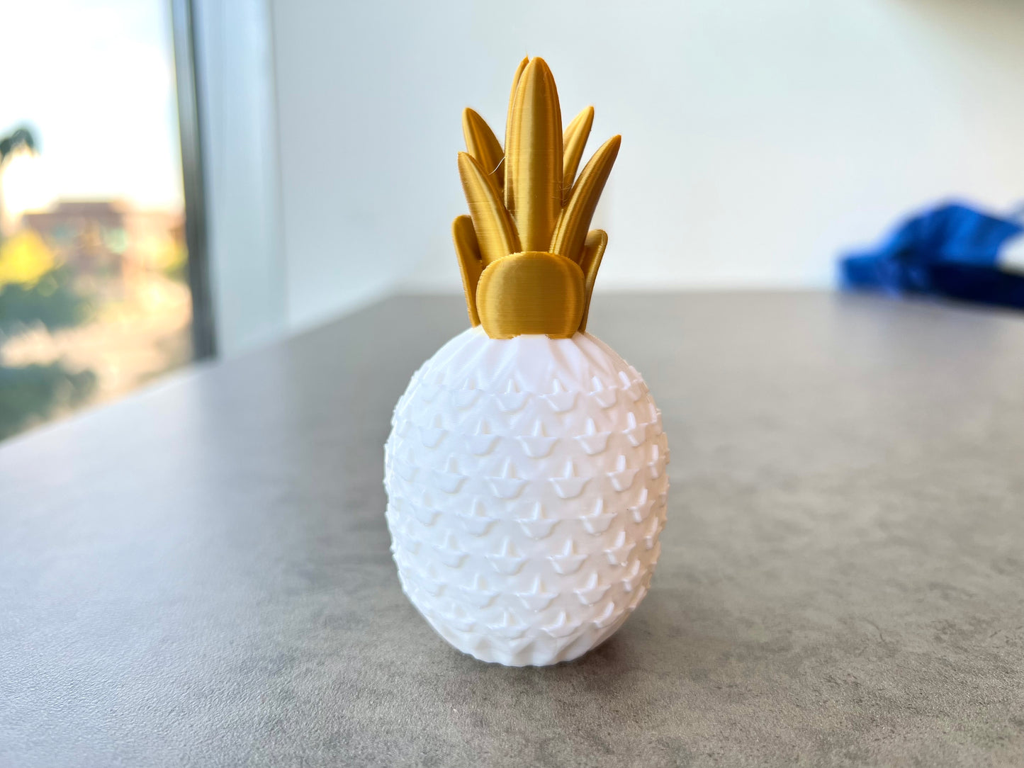 3D 6 Inch White and Gold Pineapple