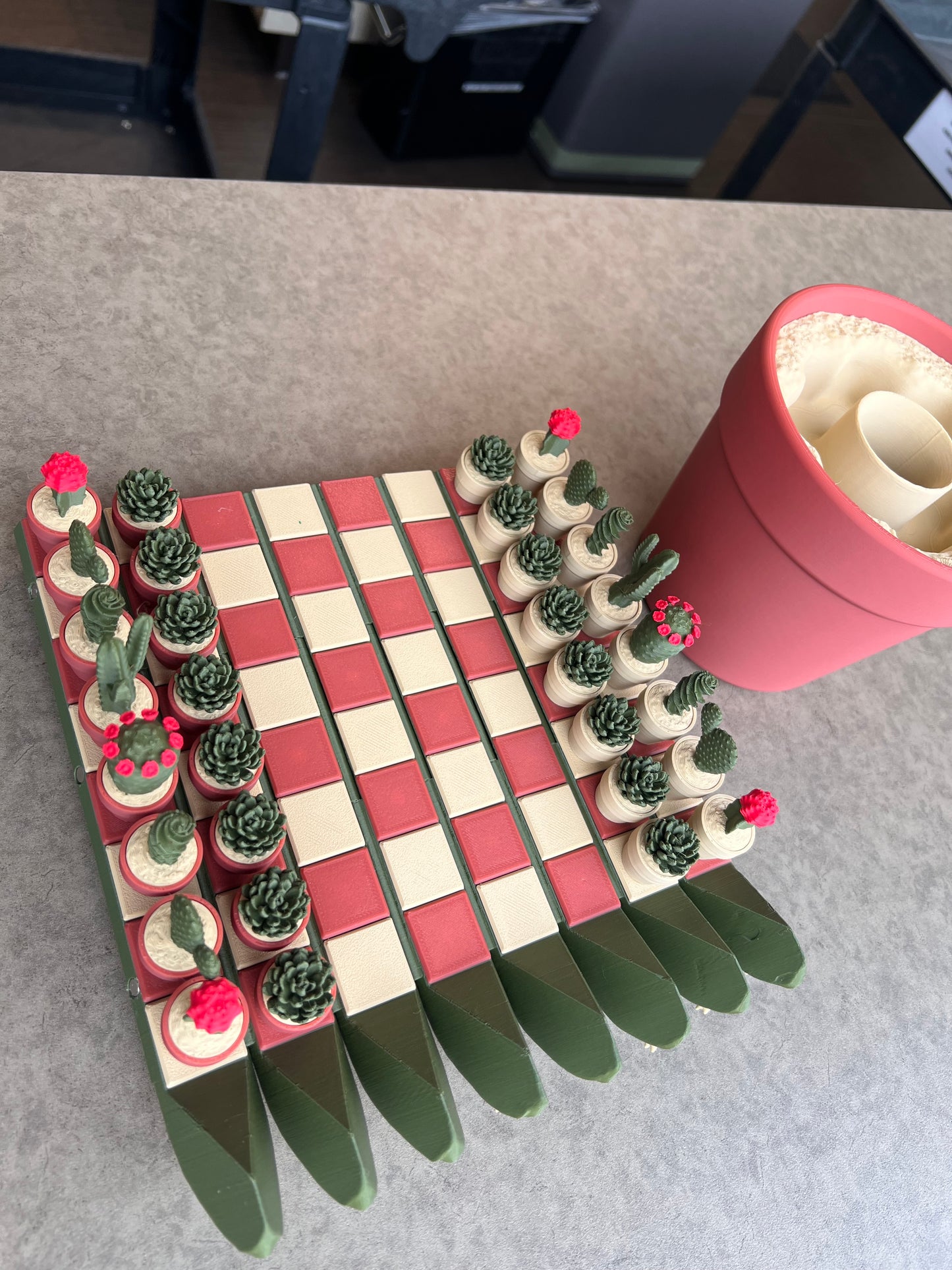 3D Cactus Plant Chess Set (magnetic)