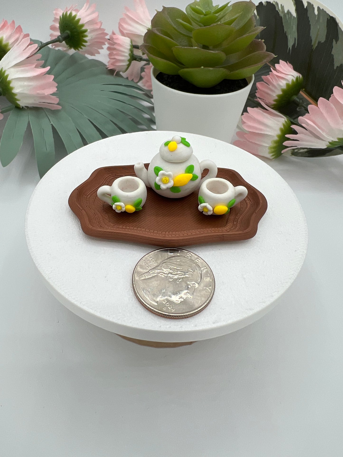 Handmade Miniature Lemon Tea Set (Polymer Clay)