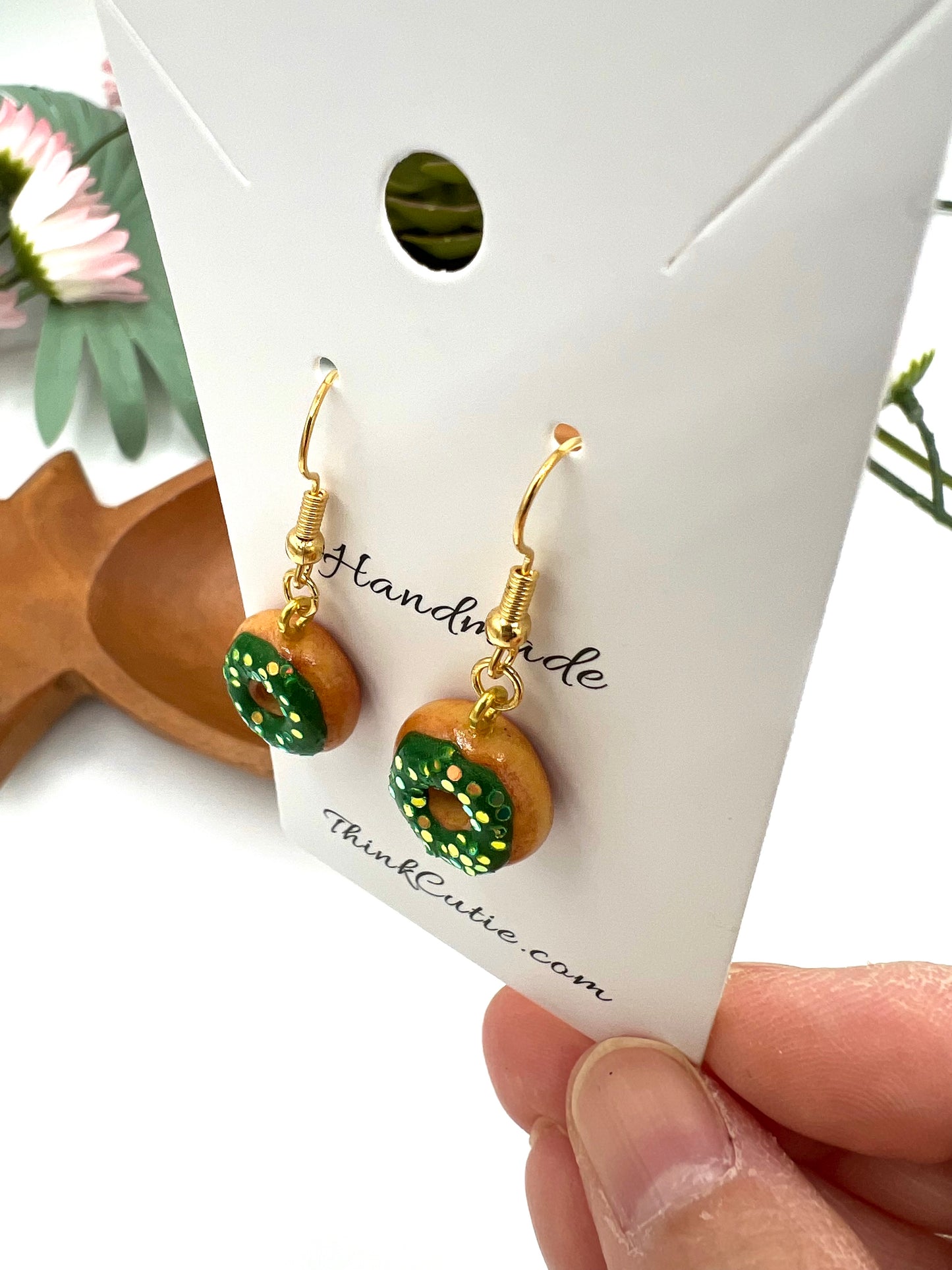 Handmade Green Frosted Donut Earrings (St. Patrick’s Day)