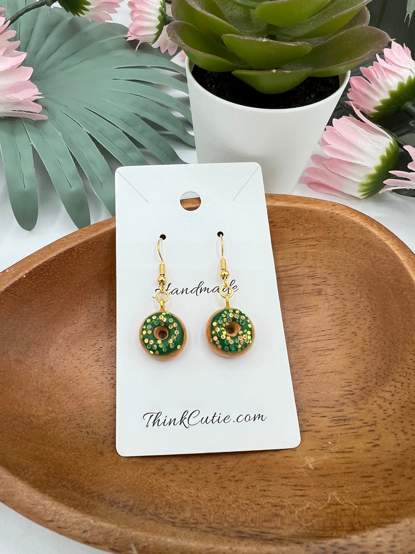 Handmade Green Frosted Donut Earrings (St. Patrick’s Day)