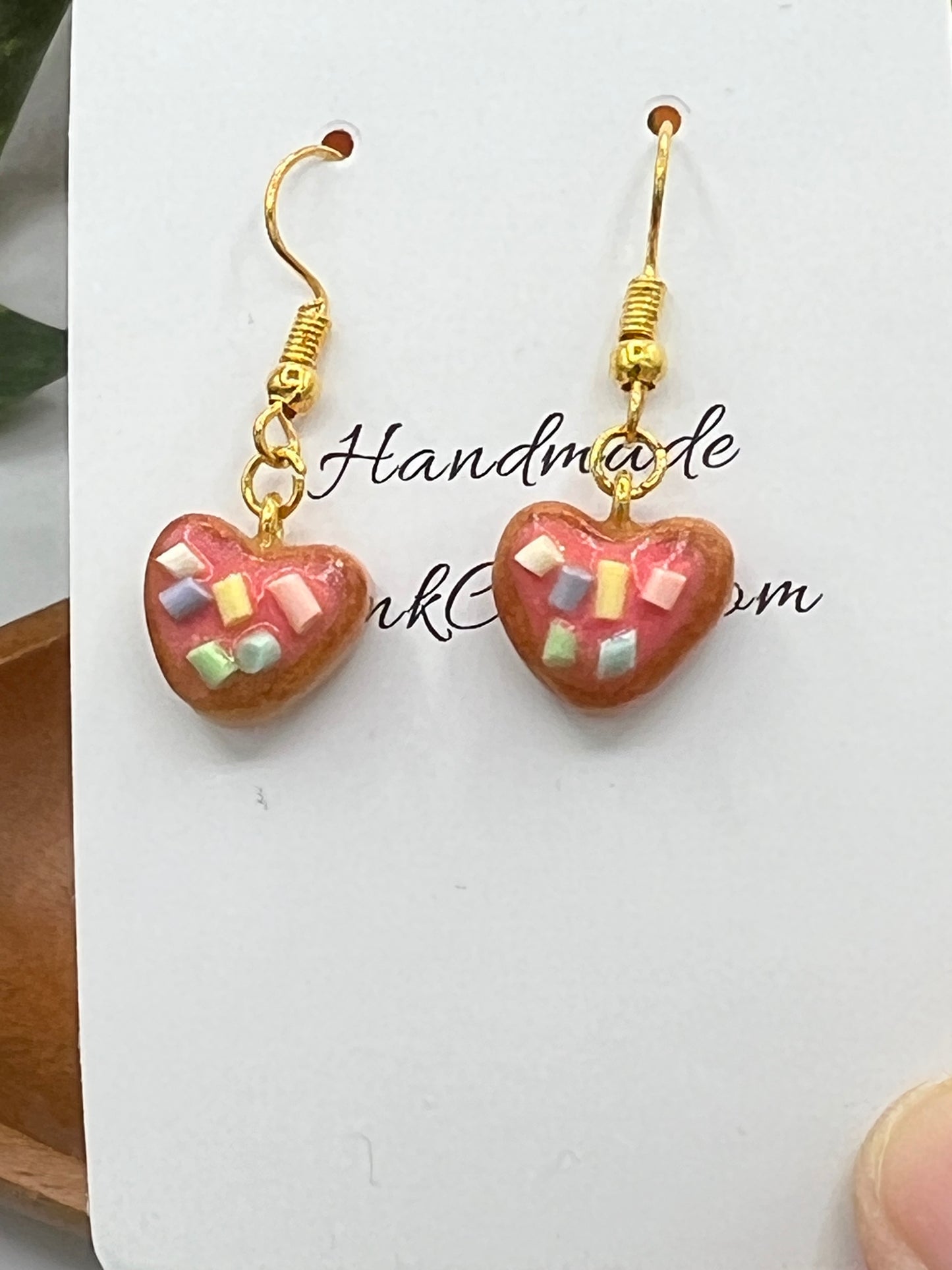 Pastry Pink Heart Earrings (Polymer Clay)