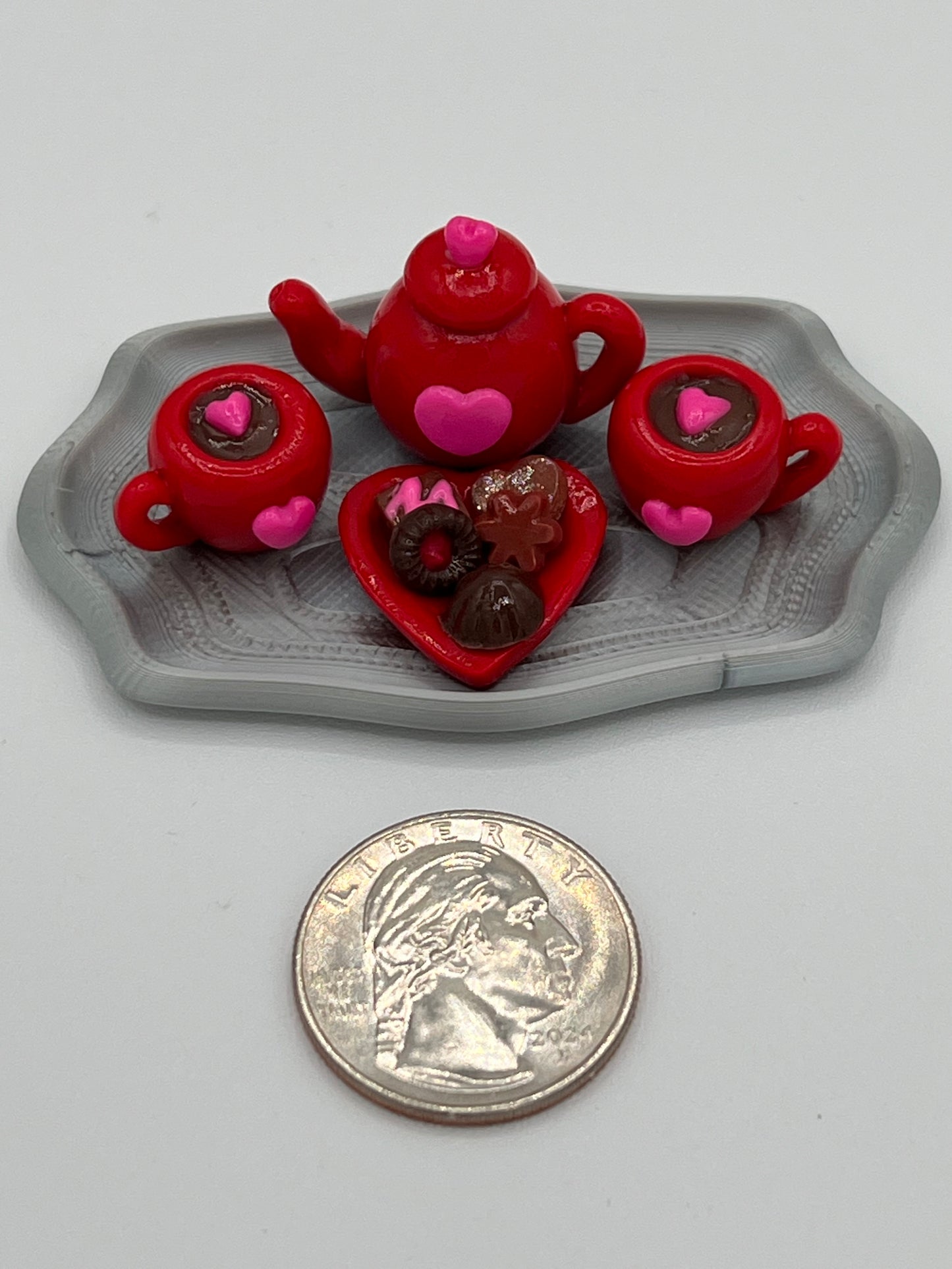 Handmade Miniature Valentine’s Day Tea Set