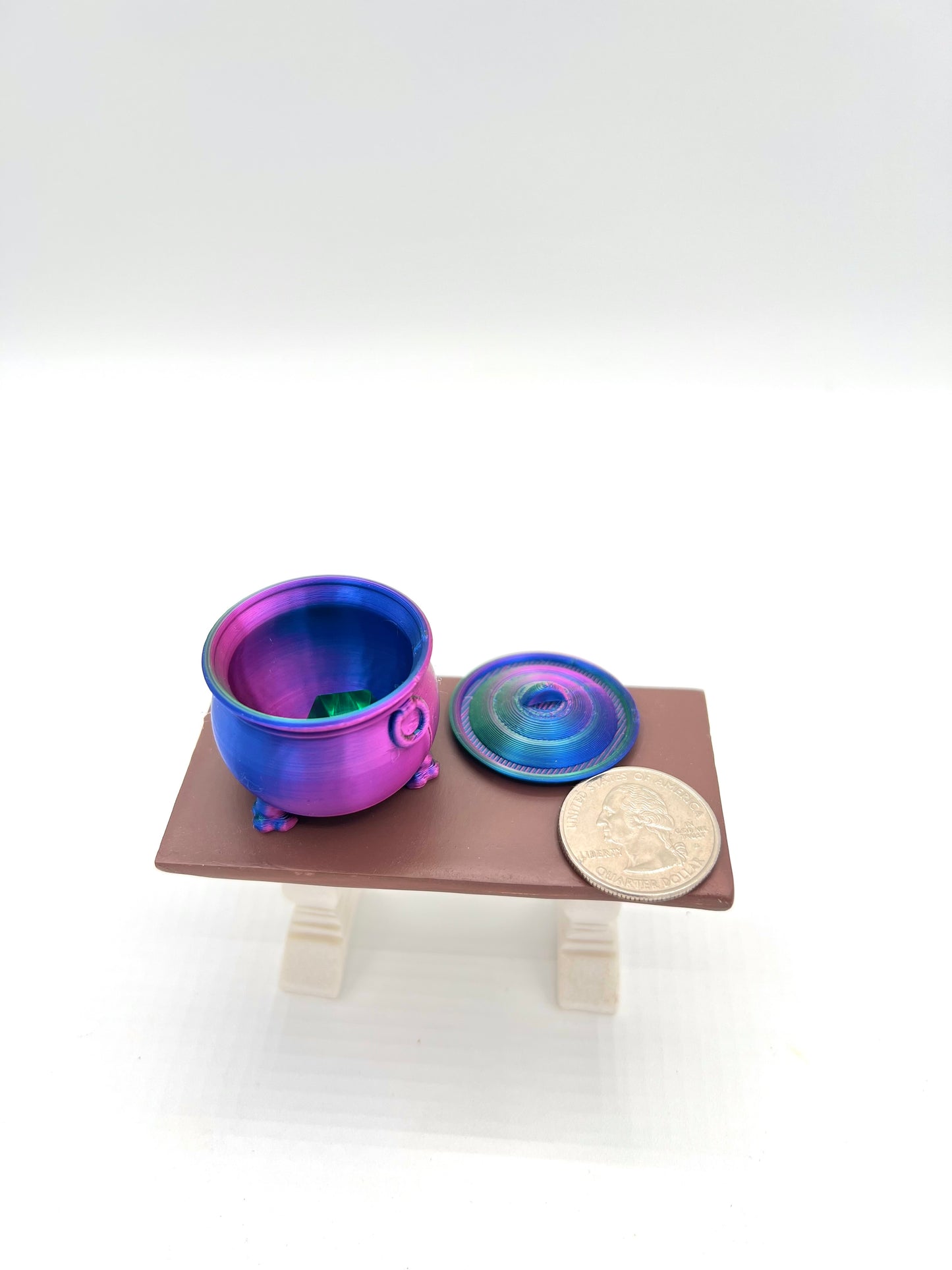 3D Miniature Tricolor or Shimmer Cauldron with Removable Lid