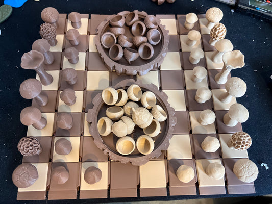 3D Mushroom Chess & Checkers Set (magnetic)
