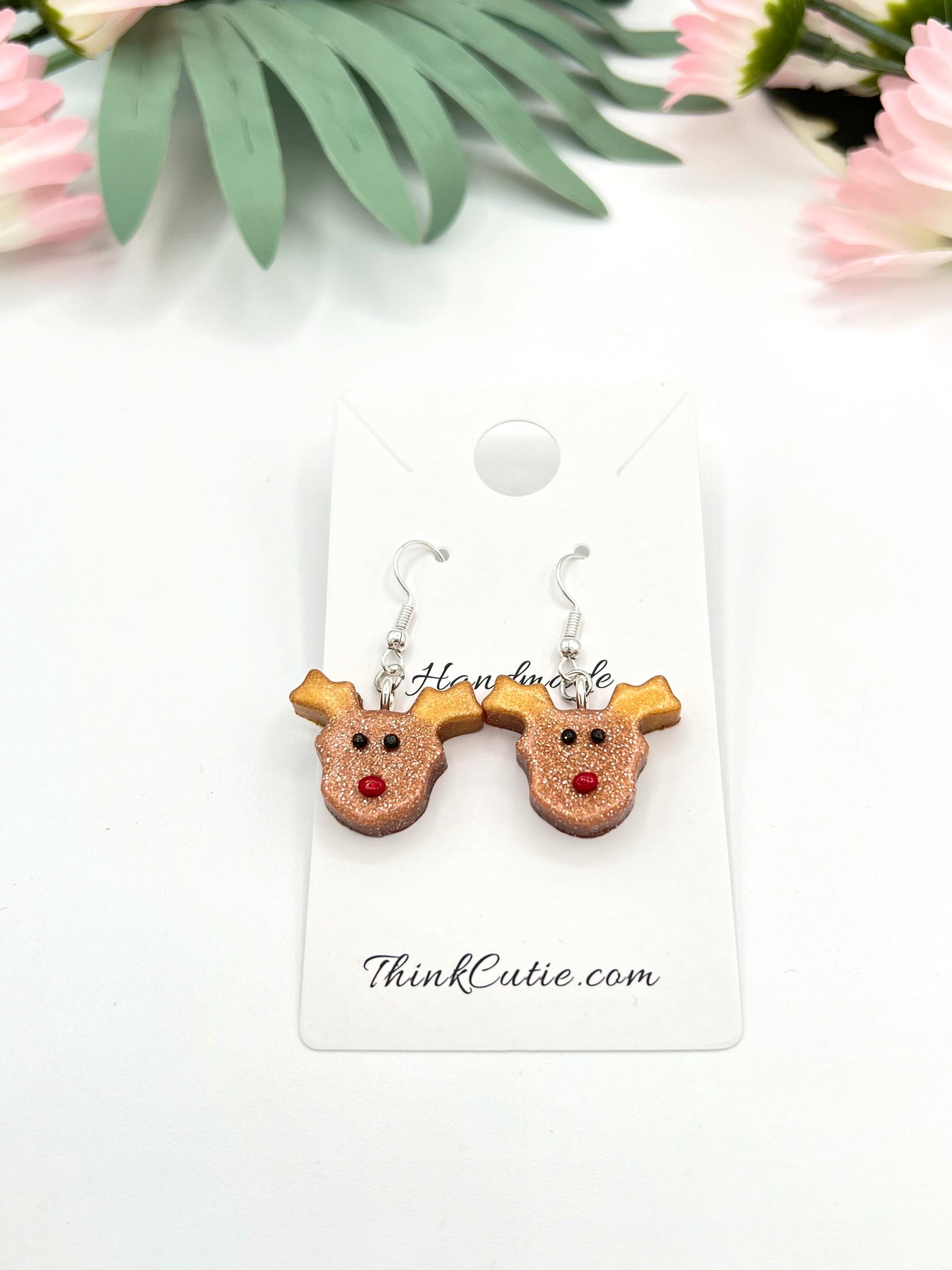 Reindeer Holiday Earrings (Polymer Clay)