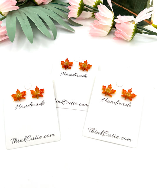 Fall Maple Leaf Stud Earrings