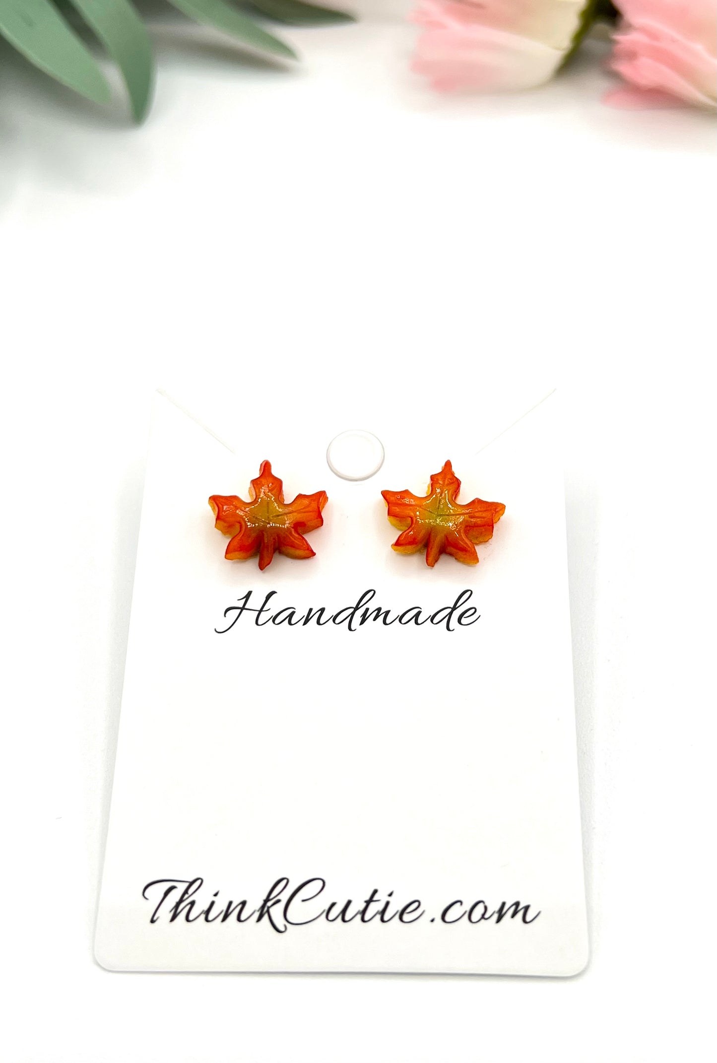 Fall Maple Leaf Stud Earrings