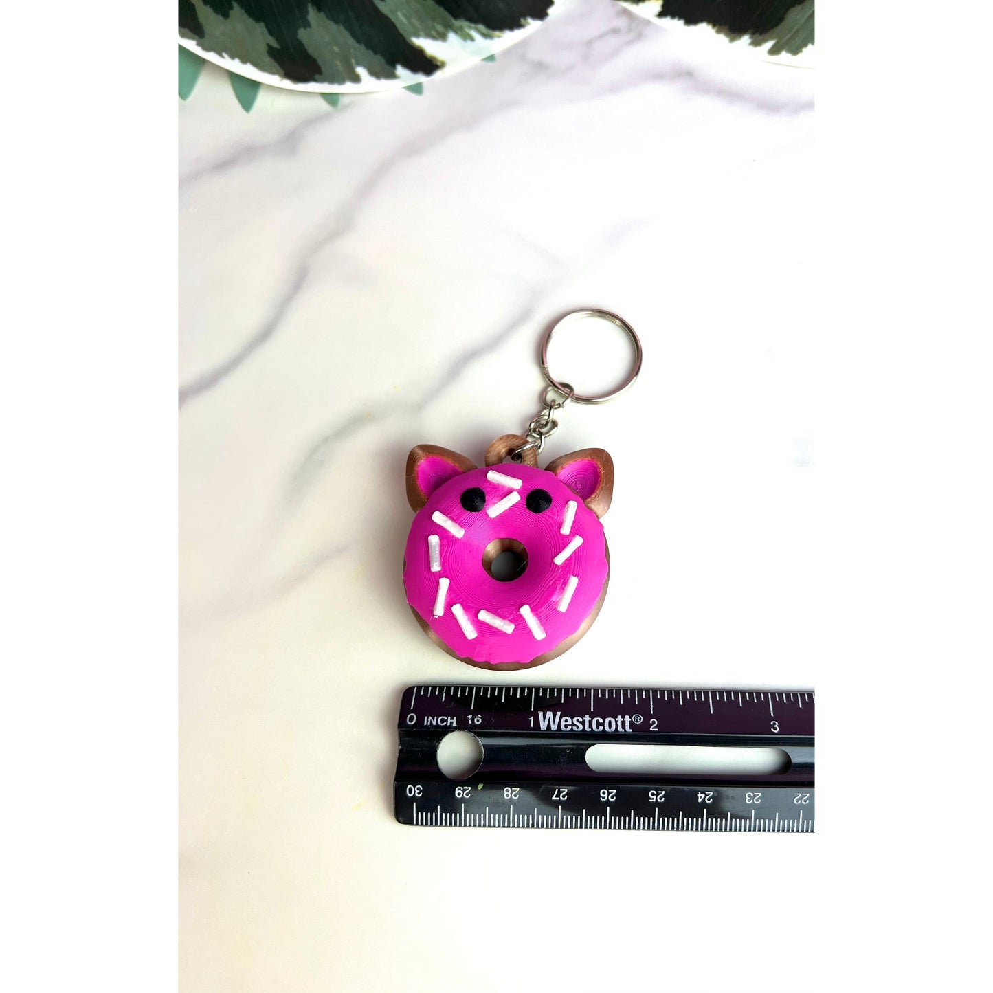 3D Cat Donut Keychain (Blue or Pink Frosting)