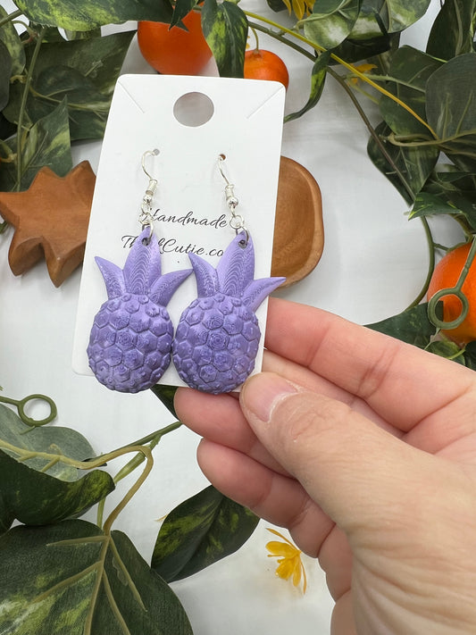 Purple 3D Pineapple Earrings