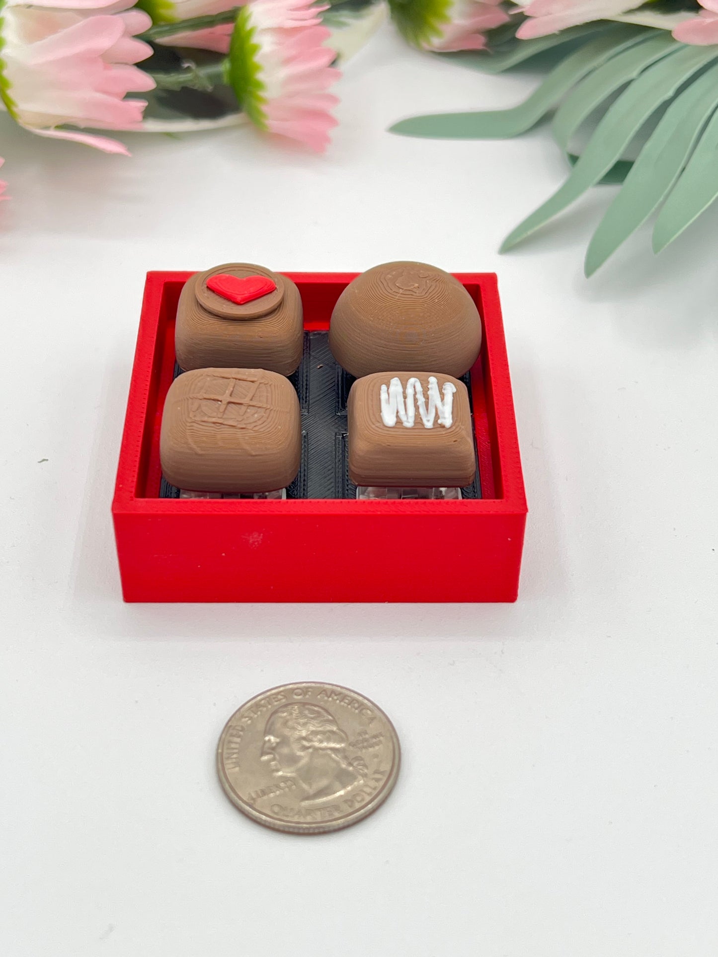 Valentines 3D Chocolate Box Fidget Clickers (Chocolate or Pink)